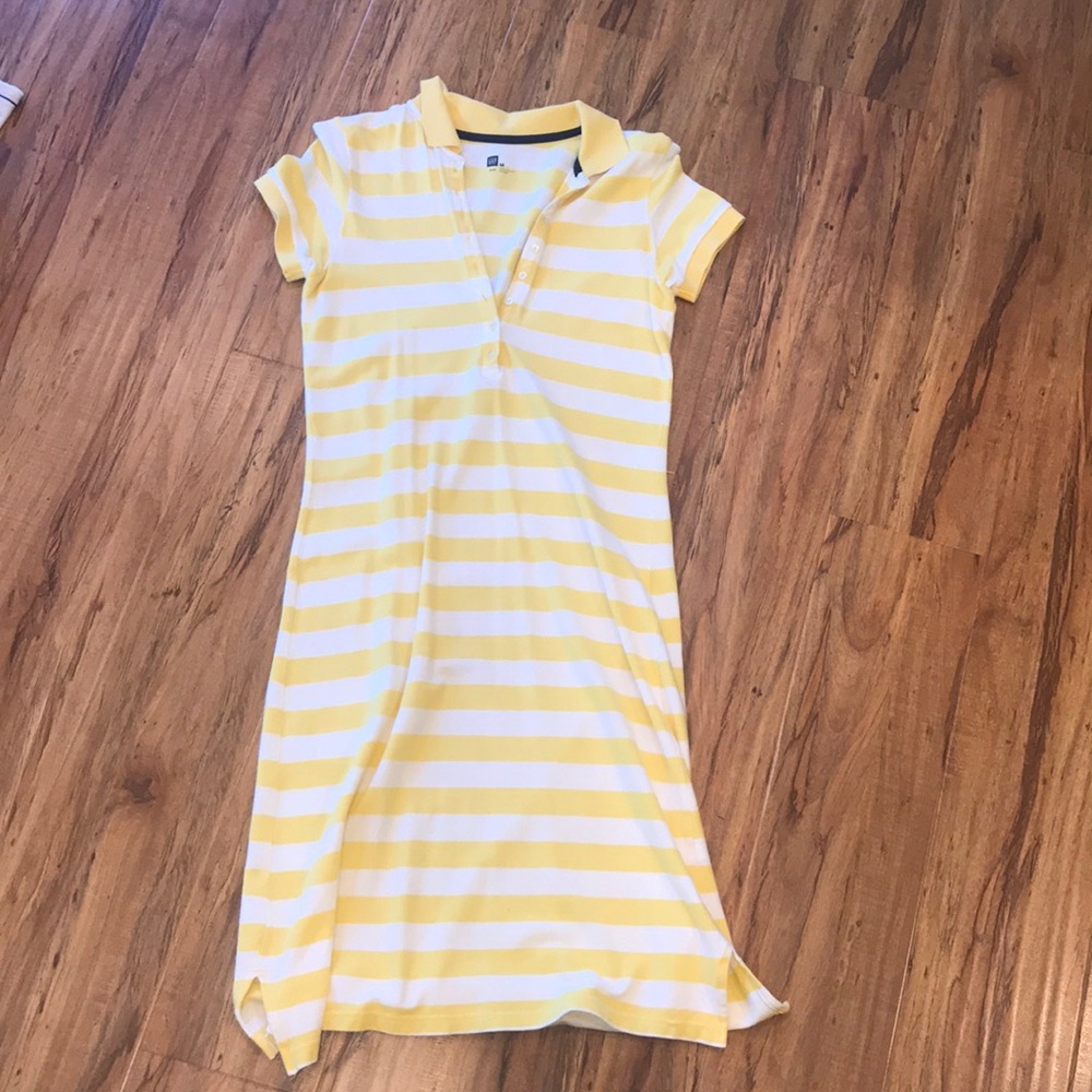 Ladies sunshine yellow and white dress